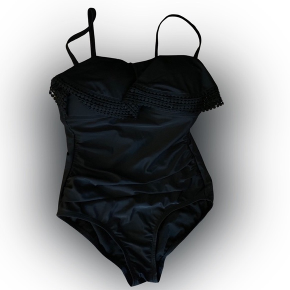 Kona Sol Swimsuit - S black , lace front , polyester spandex